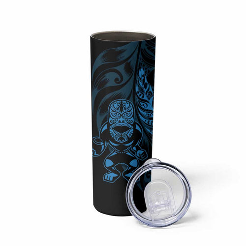 New Zealand Lawn Bowls Custom Skinny Tumbler Blue Maori Warrior Tribal Silver Fern - Aussie Hoodie
