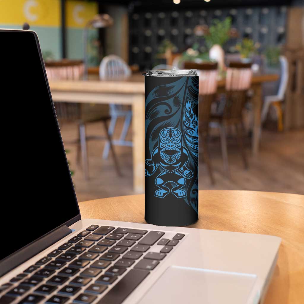 New Zealand Lawn Bowls Custom Skinny Tumbler Blue Maori Warrior Tribal Silver Fern - Aussie Hoodie