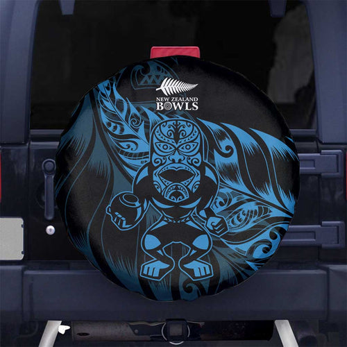 New Zealand Lawn Bowls Spare Tire Cover Blue Maori Warrior Tribal Silver Fern - Aussie Hoodie