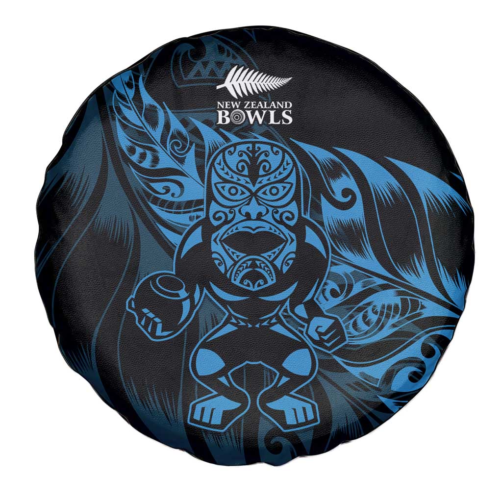 New Zealand Lawn Bowls Spare Tire Cover Blue Maori Warrior Tribal Silver Fern - Aussie Hoodie