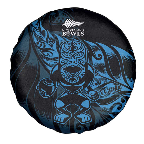 New Zealand Lawn Bowls Spare Tire Cover Blue Maori Warrior Tribal Silver Fern - Aussie Hoodie