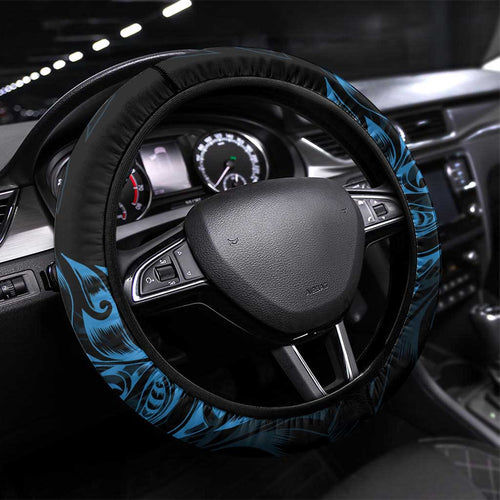 New Zealand Lawn Bowls Steering Wheel Cover Blue Maori Warrior Tribal Silver Fern - Aussie Hoodie