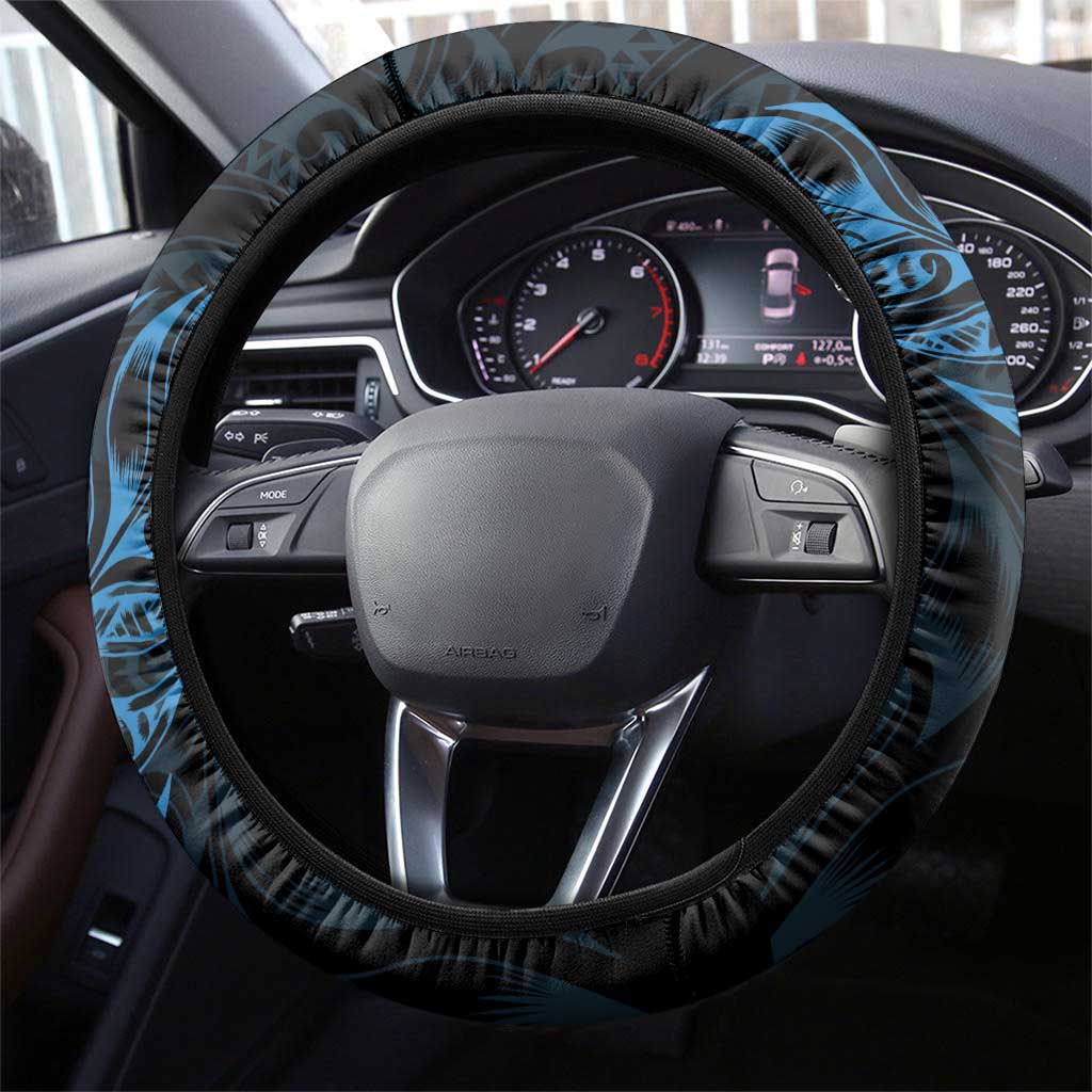 New Zealand Lawn Bowls Steering Wheel Cover Blue Maori Warrior Tribal Silver Fern - Aussie Hoodie