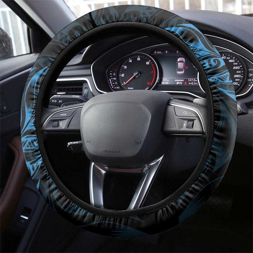 New Zealand Lawn Bowls Steering Wheel Cover Blue Maori Warrior Tribal Silver Fern - Aussie Hoodie