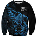 New Zealand Lawn Bowls Custom Sweatshirt Blue Maori Warrior Tribal Silver Fern - Aussie Hoodie