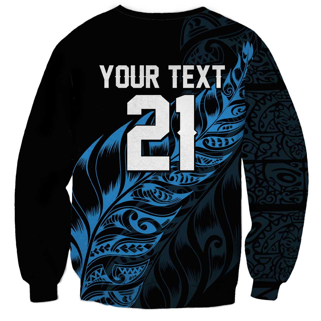 New Zealand Lawn Bowls Custom Sweatshirt Blue Maori Warrior Tribal Silver Fern - Aussie Hoodie
