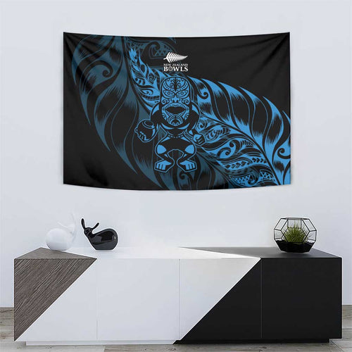 New Zealand Lawn Bowls Tapestry Blue Maori Warrior Tribal Silver Fern - Aussie Hoodie