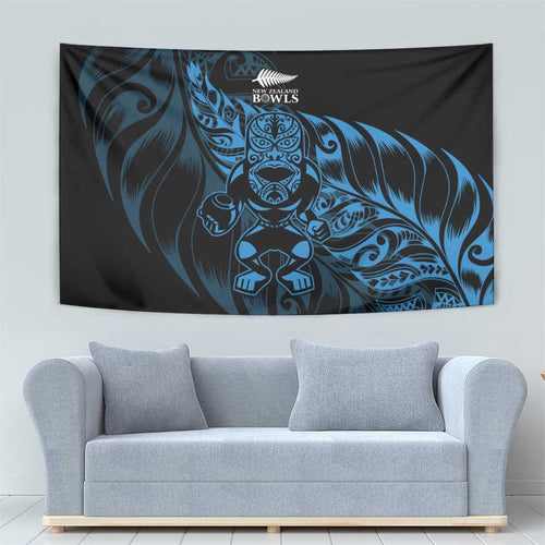 New Zealand Lawn Bowls Tapestry Blue Maori Warrior Tribal Silver Fern - Aussie Hoodie