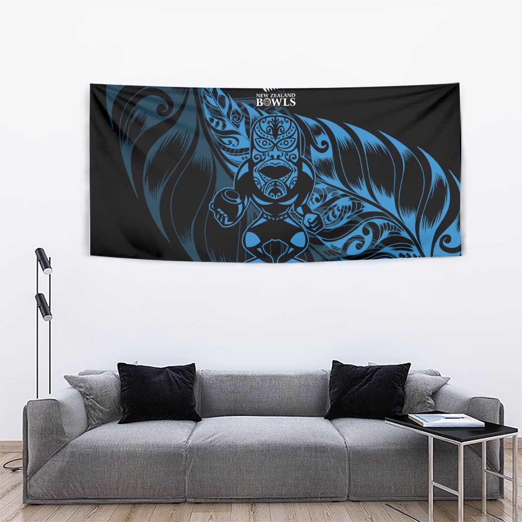 New Zealand Lawn Bowls Tapestry Blue Maori Warrior Tribal Silver Fern - Aussie Hoodie