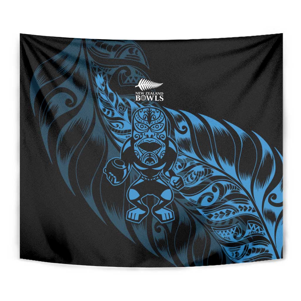 New Zealand Lawn Bowls Tapestry Blue Maori Warrior Tribal Silver Fern - Aussie Hoodie