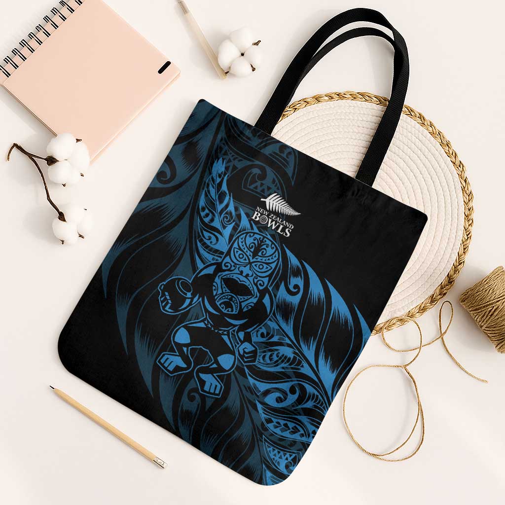 New Zealand Lawn Bowls Tote Bag Blue Maori Warrior Tribal Silver Fern - Aussie Hoodie