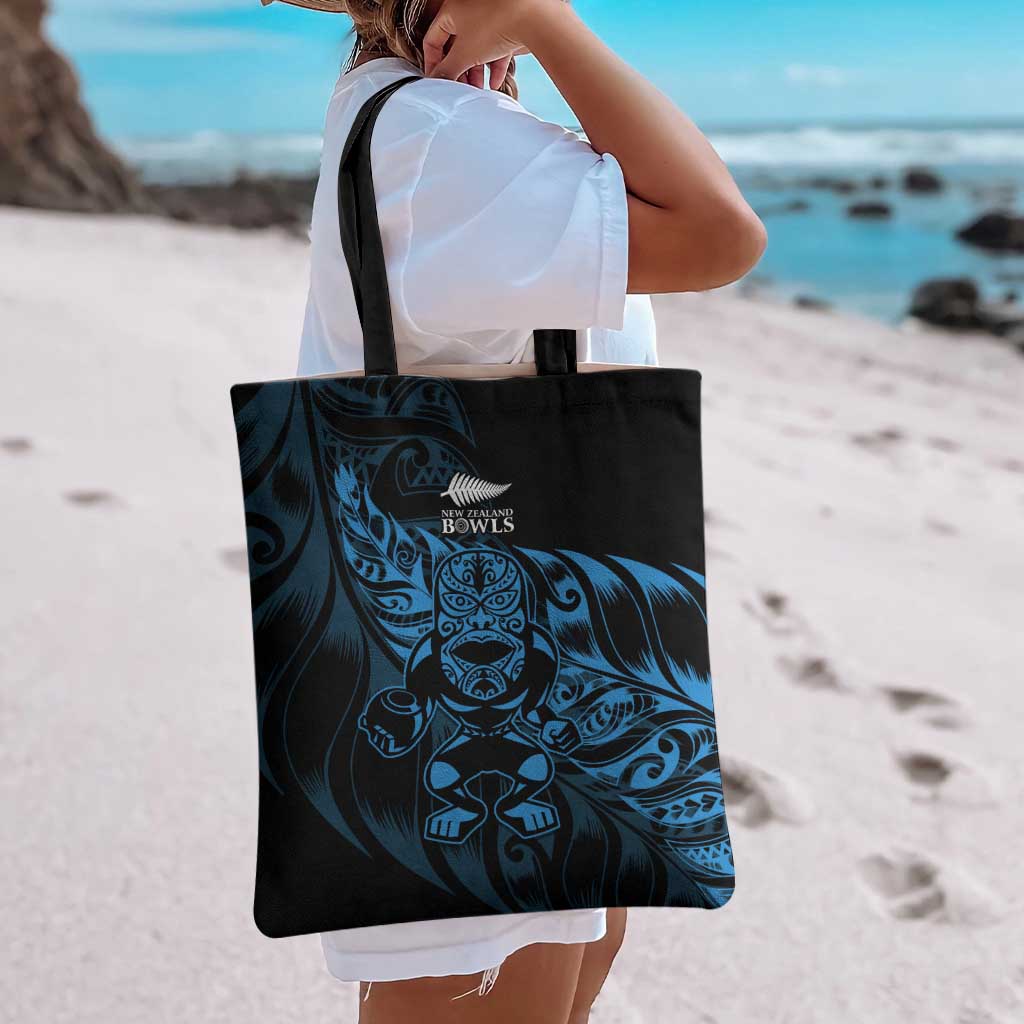 New Zealand Lawn Bowls Tote Bag Blue Maori Warrior Tribal Silver Fern - Aussie Hoodie