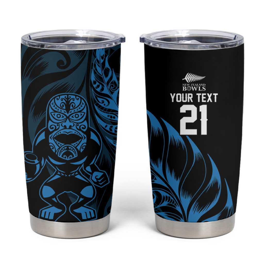 New Zealand Lawn Bowls Custom Tumbler Cup Blue Maori Warrior Tribal Silver Fern - Aussie Hoodie