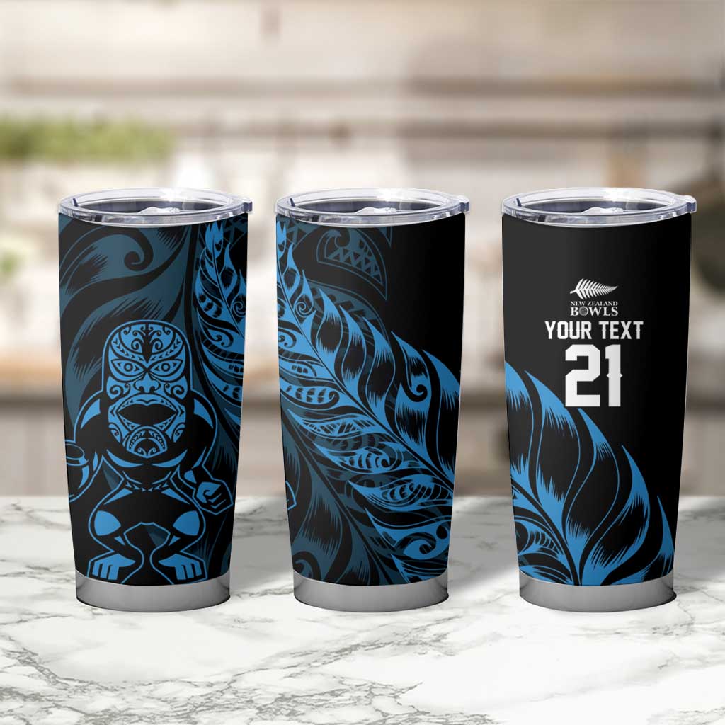 New Zealand Lawn Bowls Custom Tumbler Cup Blue Maori Warrior Tribal Silver Fern - Aussie Hoodie