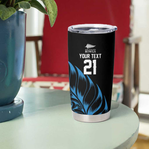 New Zealand Lawn Bowls Custom Tumbler Cup Blue Maori Warrior Tribal Silver Fern - Aussie Hoodie