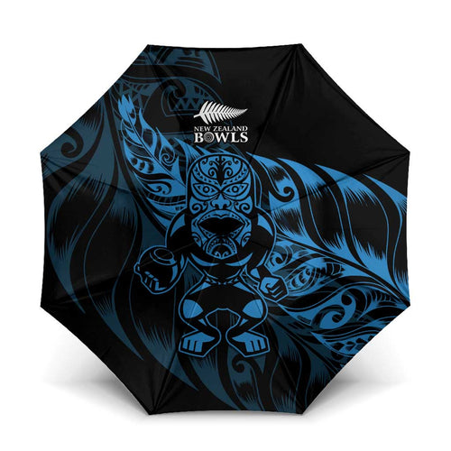 New Zealand Lawn Bowls Umbrella Blue Maori Warrior Tribal Silver Fern - Aussie Hoodie