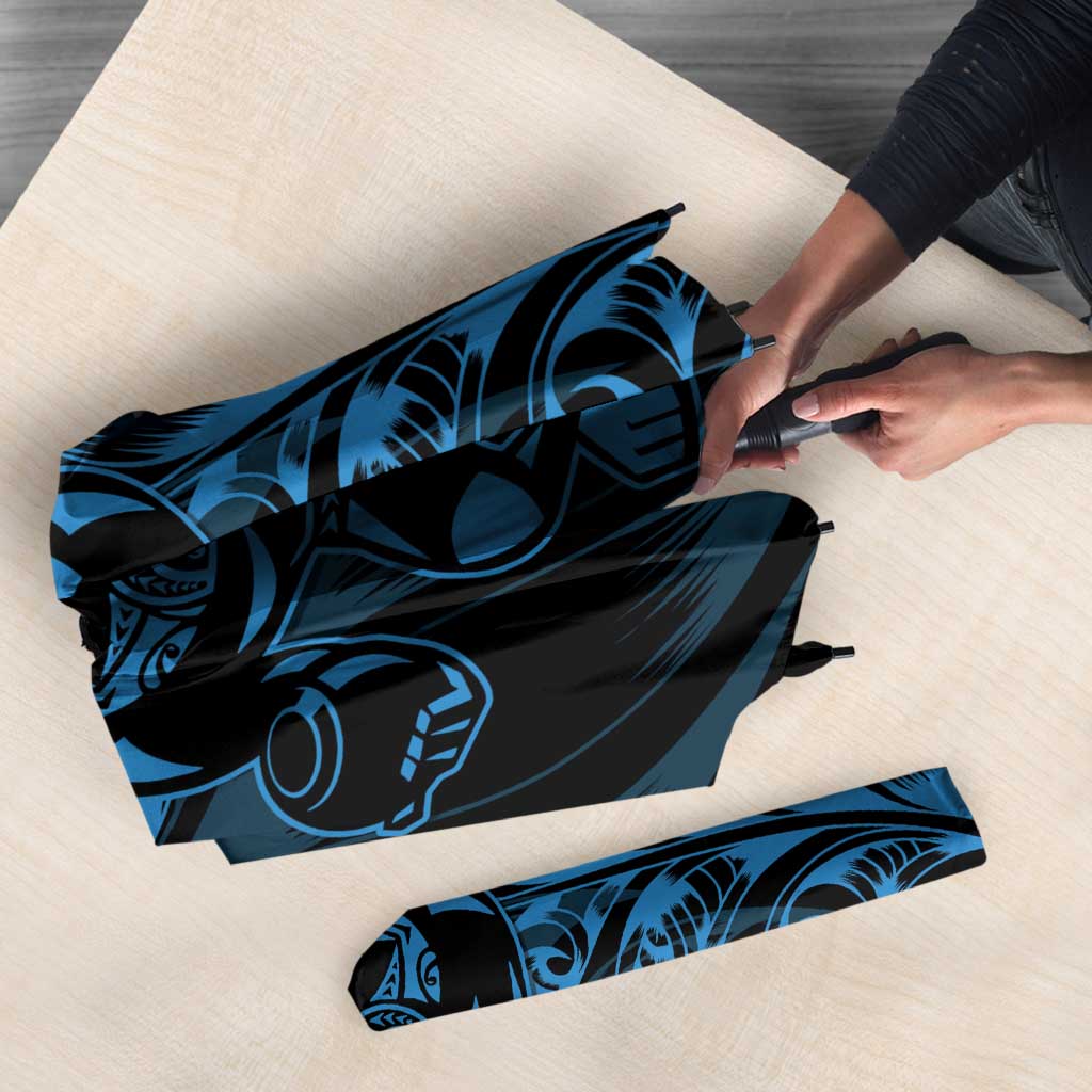 New Zealand Lawn Bowls Umbrella Blue Maori Warrior Tribal Silver Fern - Aussie Hoodie