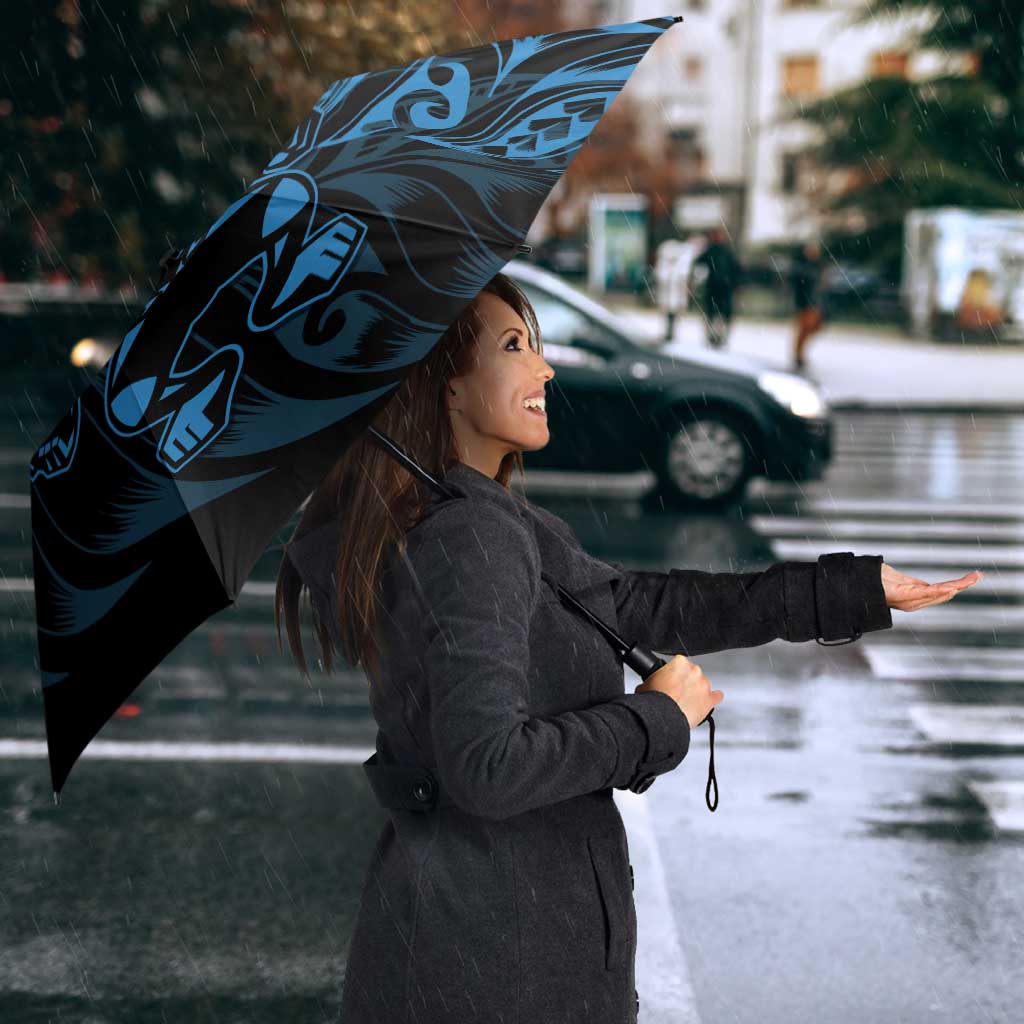 New Zealand Lawn Bowls Umbrella Blue Maori Warrior Tribal Silver Fern - Aussie Hoodie
