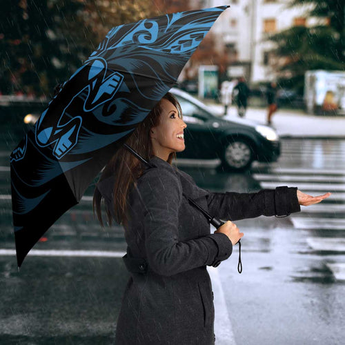 New Zealand Lawn Bowls Umbrella Blue Maori Warrior Tribal Silver Fern - Aussie Hoodie