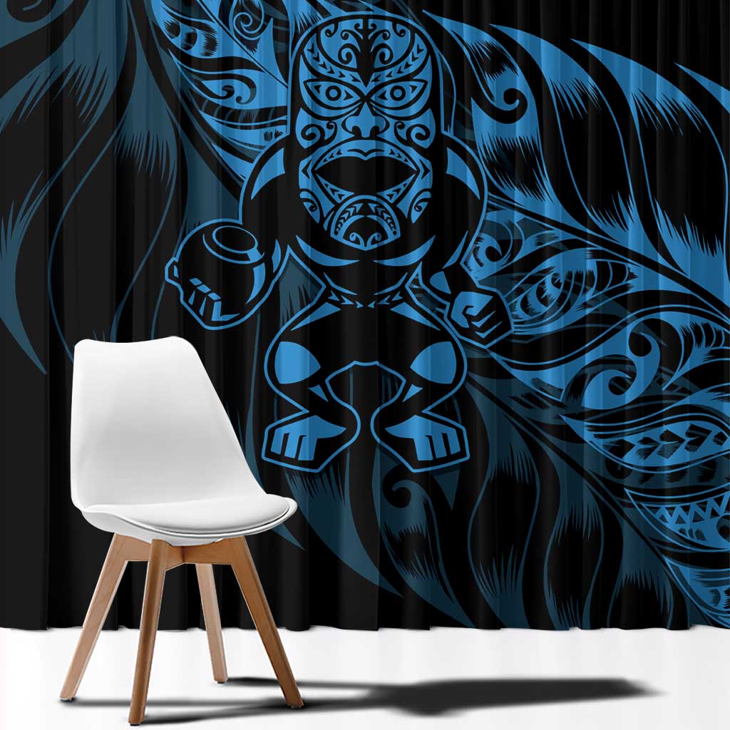 New Zealand Lawn Bowls Window Curtain Blue Maori Warrior Tribal Silver Fern - Aussie Hoodie