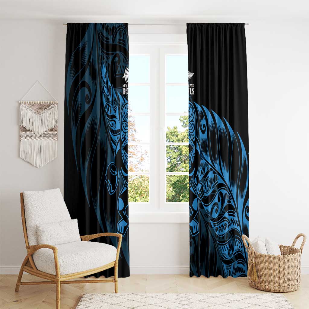 New Zealand Lawn Bowls Window Curtain Blue Maori Warrior Tribal Silver Fern - Aussie Hoodie