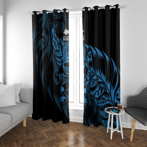 New Zealand Lawn Bowls Window Curtain Blue Maori Warrior Tribal Silver Fern - Aussie Hoodie