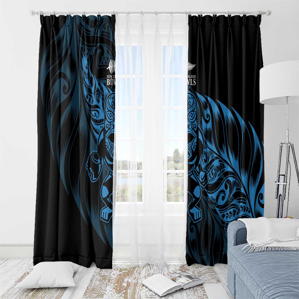 New Zealand Lawn Bowls Window Curtain Blue Maori Warrior Tribal Silver Fern - Aussie Hoodie
