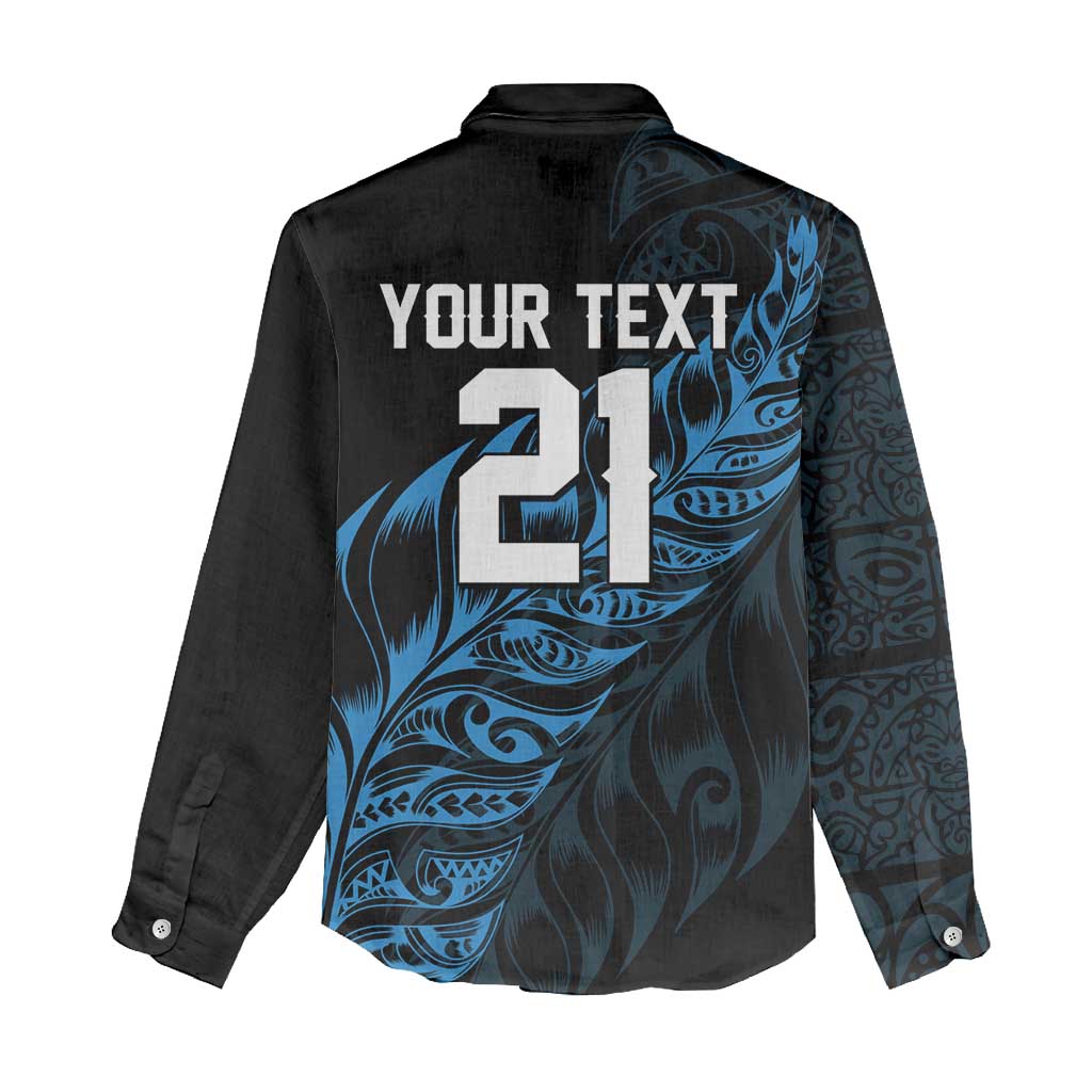 New Zealand Lawn Bowls Custom Women Casual Shirt Blue Maori Warrior Tribal Silver Fern - Aussie Hoodie