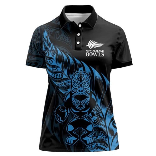 New Zealand Lawn Bowls Custom Women Polo Shirt Blue Maori Warrior Tribal Silver Fern - Aussie Hoodie