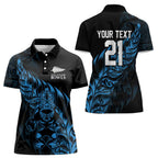 New Zealand Lawn Bowls Custom Women Polo Shirt Blue Maori Warrior Tribal Silver Fern - Aussie Hoodie
