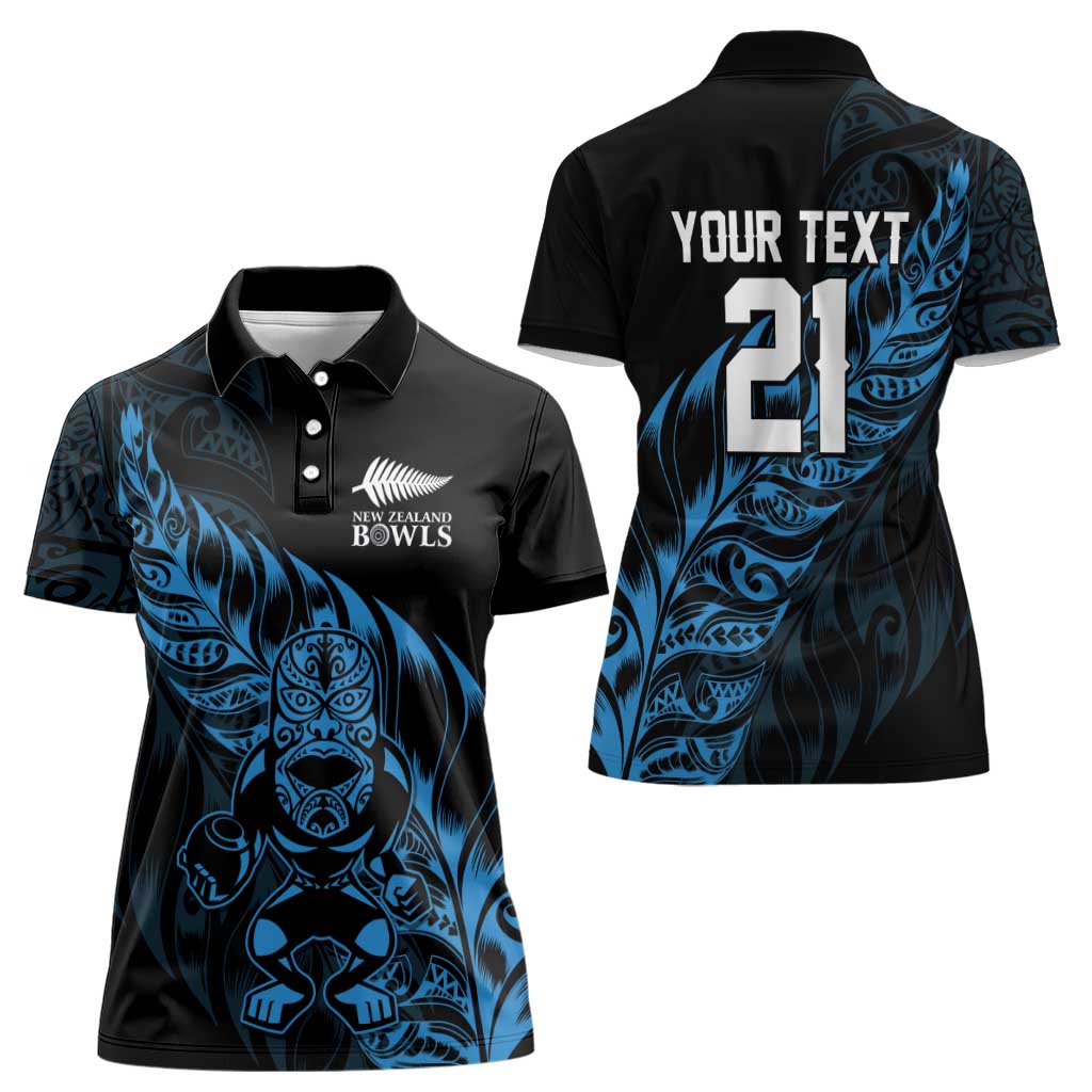 New Zealand Lawn Bowls Custom Women Polo Shirt Blue Maori Warrior Tribal Silver Fern - Aussie Hoodie