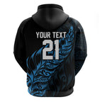 New Zealand Lawn Bowls Custom Zip Hoodie Blue Maori Warrior Tribal Silver Fern - Aussie Hoodie