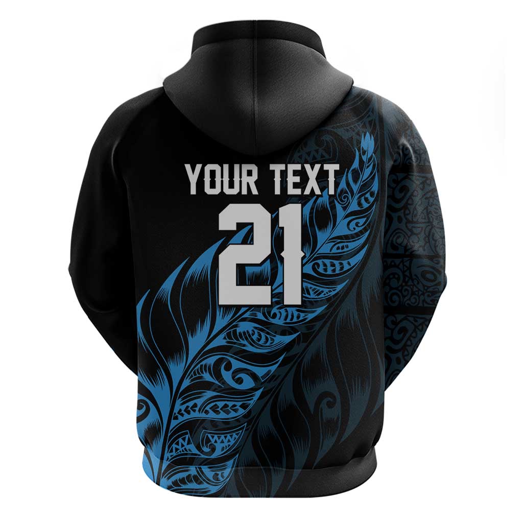 New Zealand Lawn Bowls Custom Zip Hoodie Blue Maori Warrior Tribal Silver Fern - Aussie Hoodie