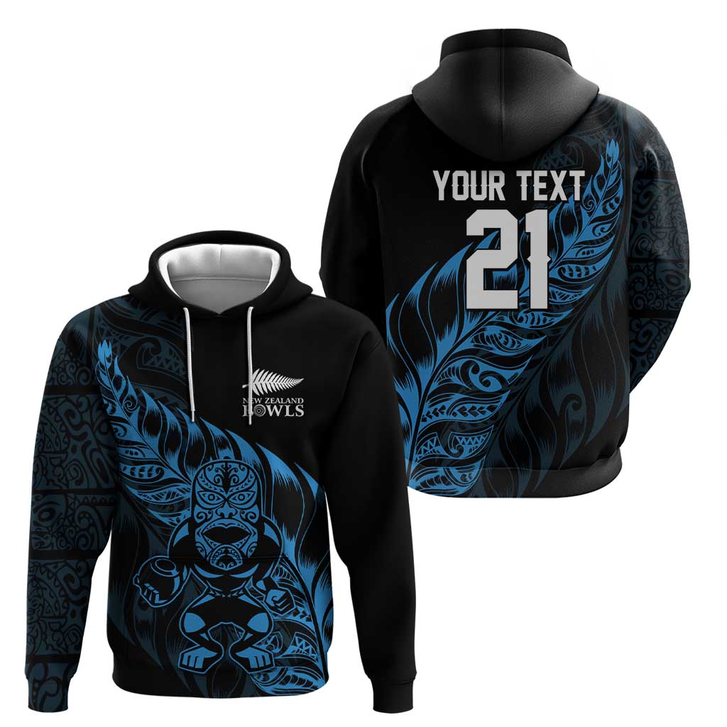New Zealand Lawn Bowls Custom Zip Hoodie Blue Maori Warrior Tribal Silver Fern - Aussie Hoodie