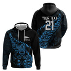 New Zealand Lawn Bowls Custom Zip Hoodie Blue Maori Warrior Tribal Silver Fern - Aussie Hoodie