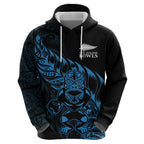 New Zealand Lawn Bowls Custom Zip Hoodie Blue Maori Warrior Tribal Silver Fern - Aussie Hoodie