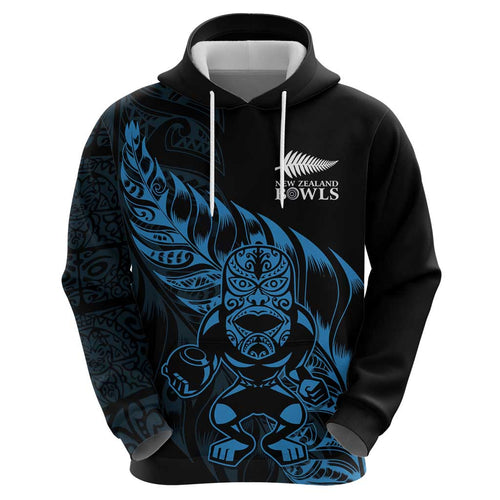 New Zealand Lawn Bowls Custom Zip Hoodie Blue Maori Warrior Tribal Silver Fern - Aussie Hoodie