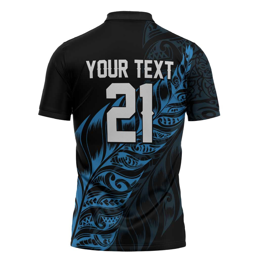 New Zealand Lawn Bowls Custom Zipper Polo Shirt Blue Maori Warrior Tribal Silver Fern - Aussie Hoodie