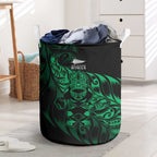 New Zealand Lawn Bowls Laundry Basket Green Maori Warrior Tribal Silver Fern - Aussie Hoodie