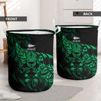 New Zealand Lawn Bowls Laundry Basket Green Maori Warrior Tribal Silver Fern - Aussie Hoodie