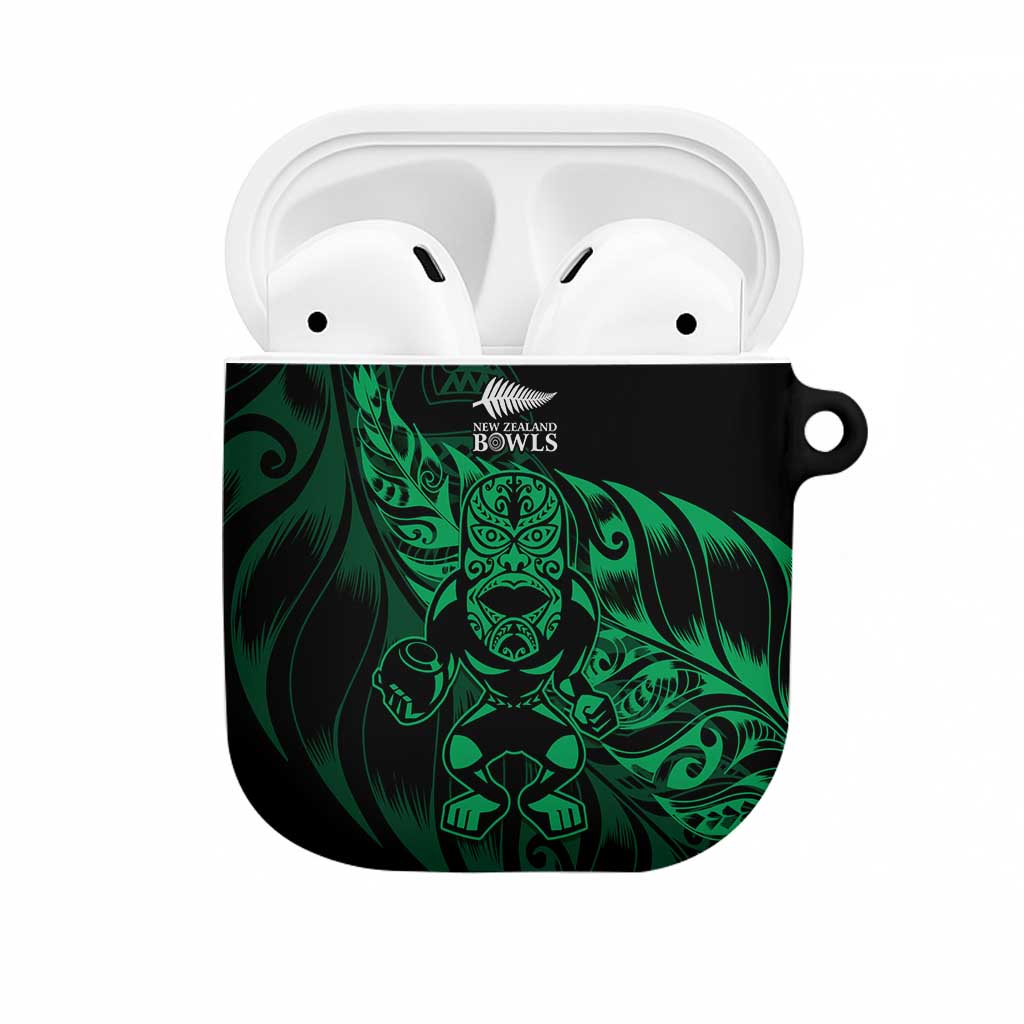 New Zealand Lawn Bowls AirPods Case Green Maori Warrior Tribal Silver Fern - Aussie Hoodie