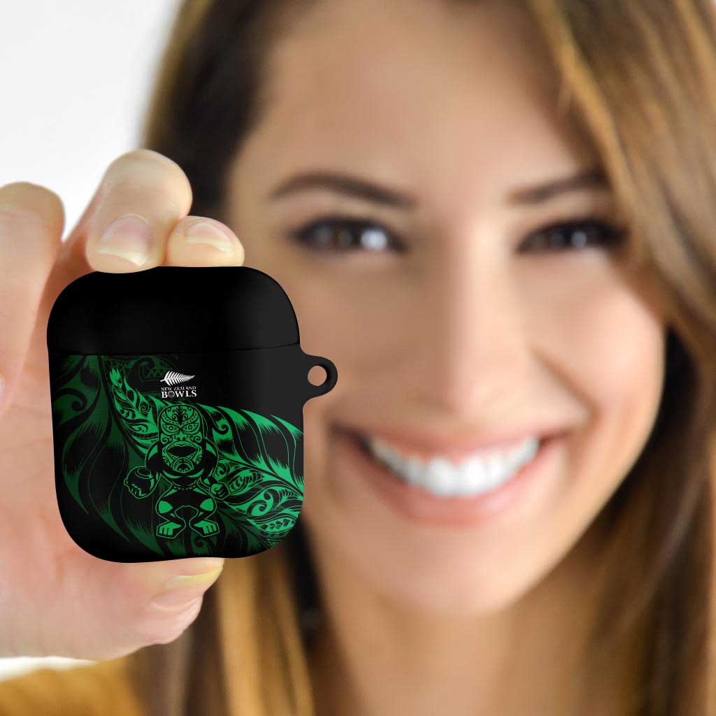 New Zealand Lawn Bowls AirPods Case Green Maori Warrior Tribal Silver Fern - Aussie Hoodie