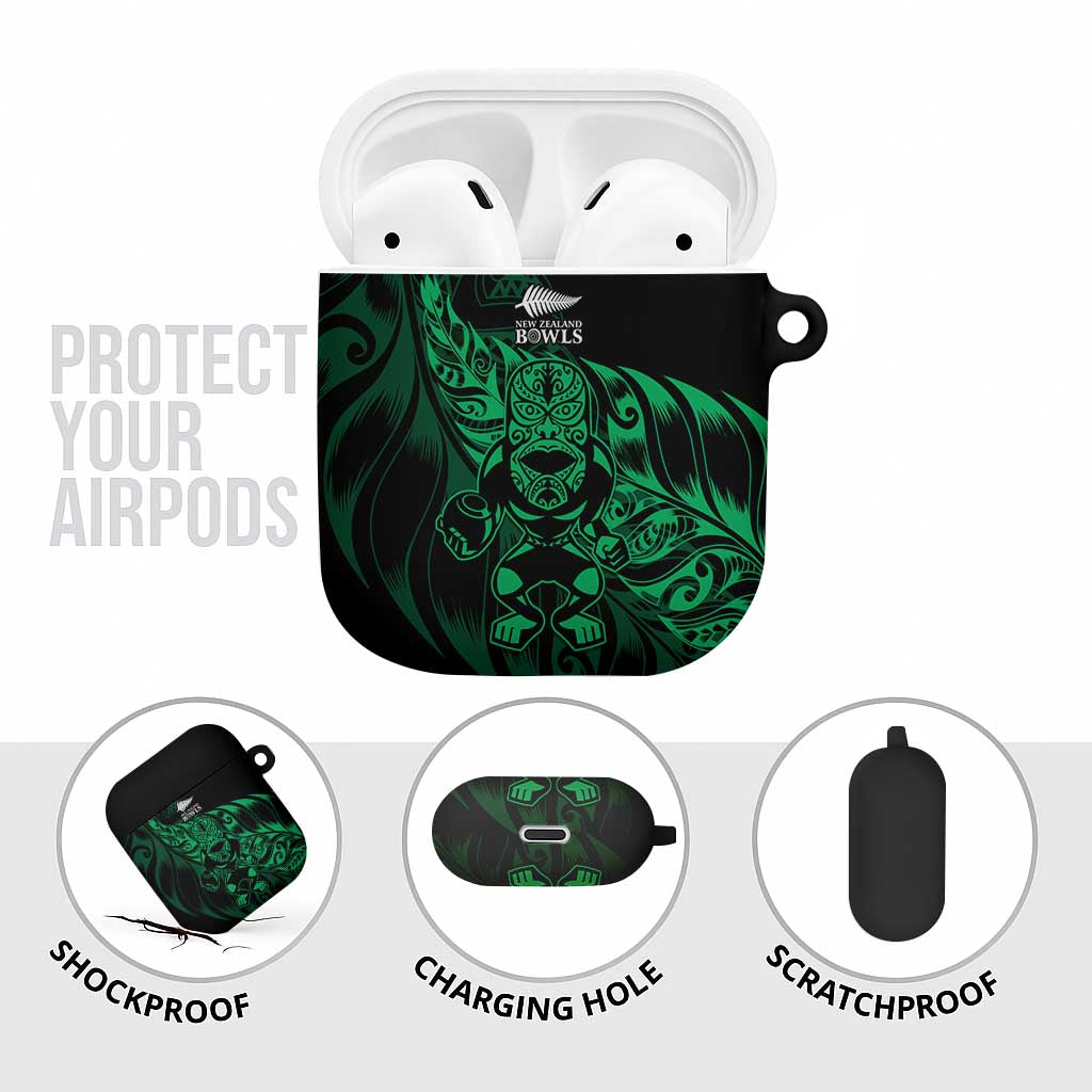 New Zealand Lawn Bowls AirPods Case Green Maori Warrior Tribal Silver Fern - Aussie Hoodie