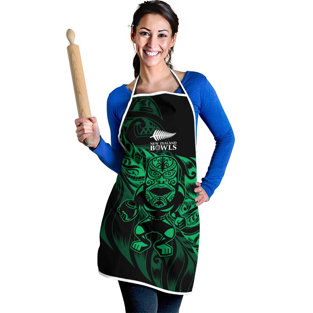 New Zealand Lawn Bowls Apron Green Maori Warrior Tribal Silver Fern - Aussie Hoodie