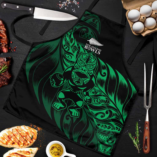 New Zealand Lawn Bowls Apron Green Maori Warrior Tribal Silver Fern - Aussie Hoodie