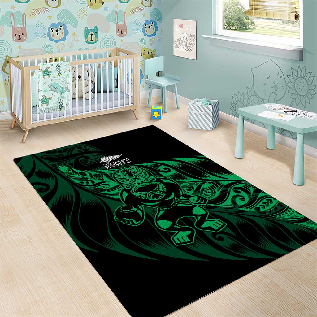 New Zealand Lawn Bowls Area Rug Green Maori Warrior Tribal Silver Fern - Aussie Hoodie
