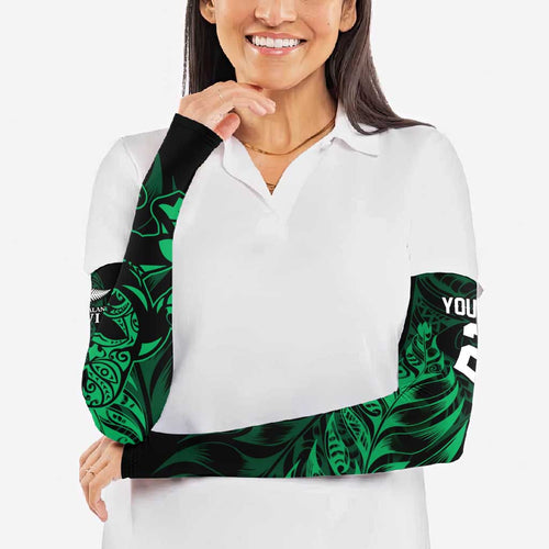 New Zealand Lawn Bowls Custom Arm Sleeves Green Maori Warrior Tribal Silver Fern - Aussie Hoodie