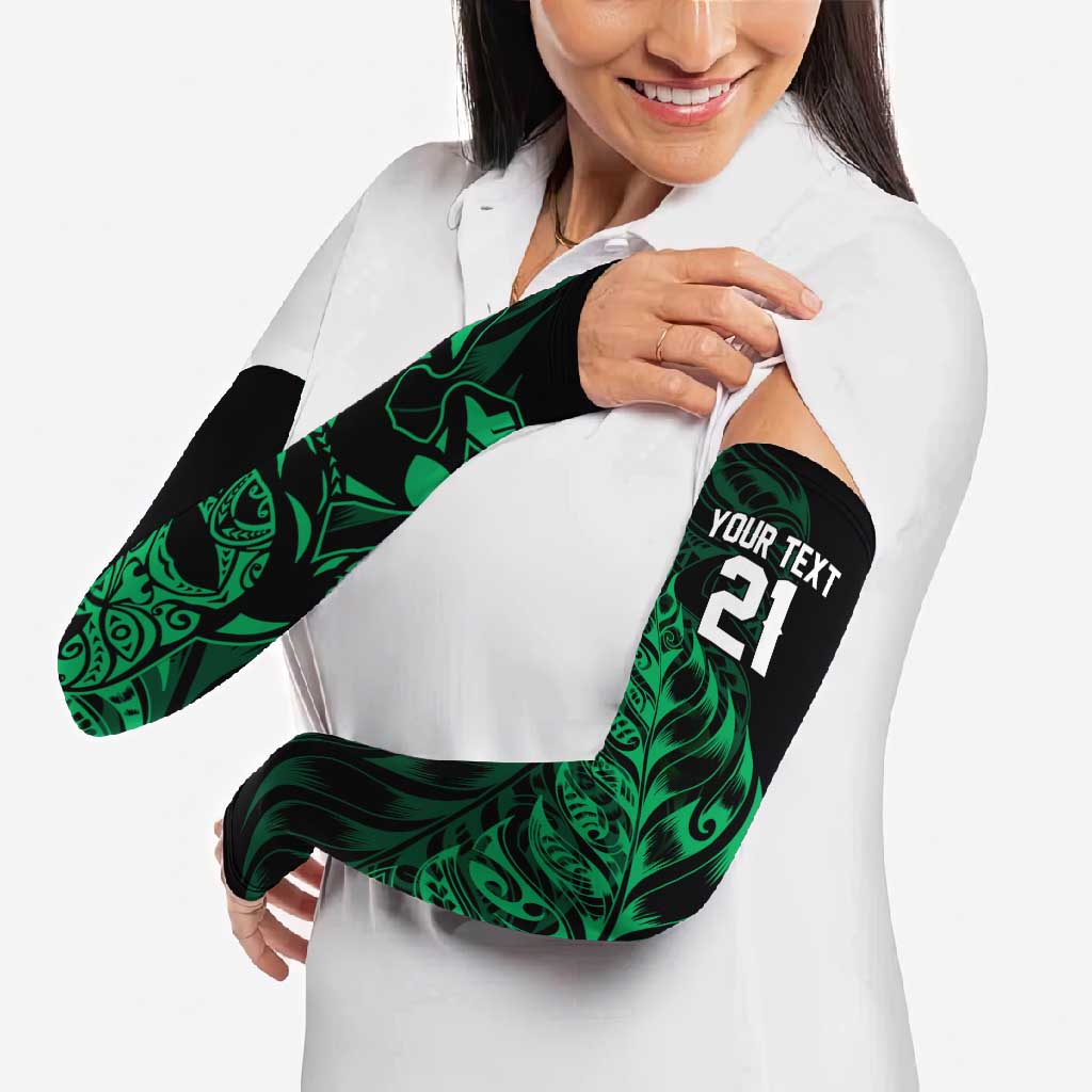 New Zealand Lawn Bowls Custom Arm Sleeves Green Maori Warrior Tribal Silver Fern - Aussie Hoodie