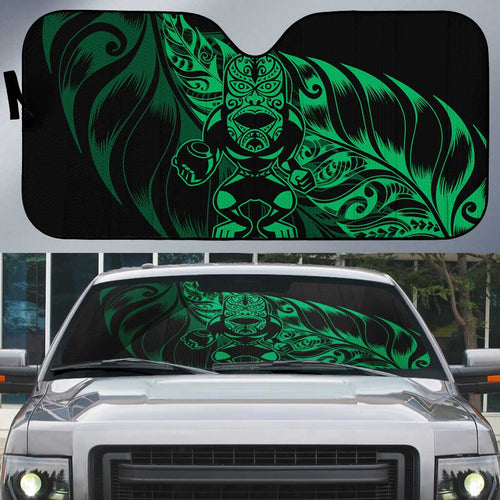 New Zealand Lawn Bowls Auto Sun Shade Green Maori Warrior Tribal Silver Fern - Aussie Hoodie