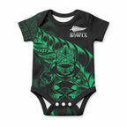 New Zealand Lawn Bowls Custom Baby Onesie Green Maori Warrior Tribal Silver Fern